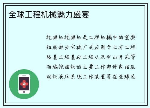 全球工程机械魅力盛宴